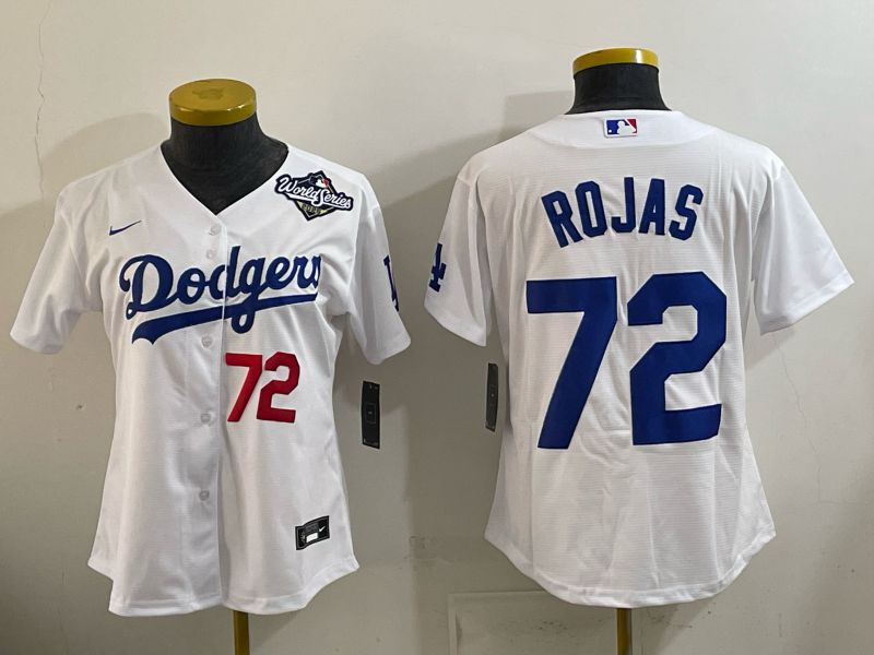 Women 2026 Nike Los Angeles Dodgers #72 Rojas White Game MLB Jersey 09->women mlb jersey->Women Jersey